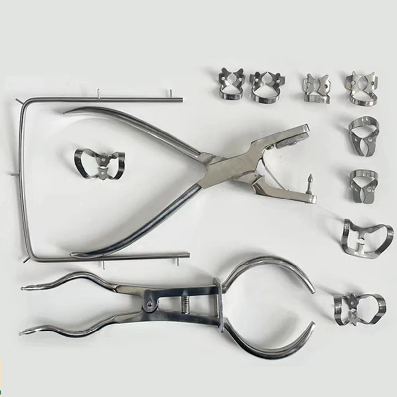

Teeth Care Rubber Dam Set Perforator Puncher Pliers for Lab Equipment Split Ring Forceps Instrument