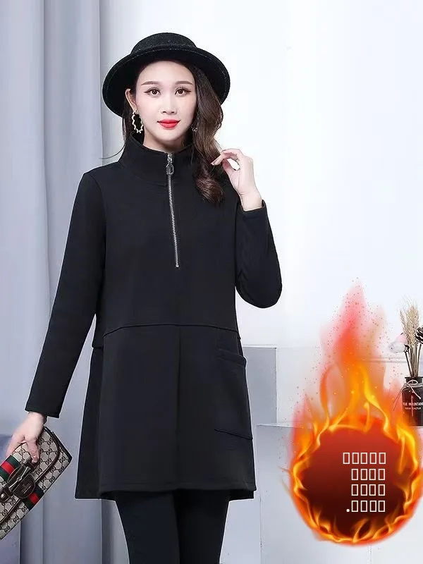 

Свободный топ с воротником-стойкой Зима плюс размер Faion ort plus Маленький средний длинный утягивающий топ Европейский Sle Stand Fit Poly...