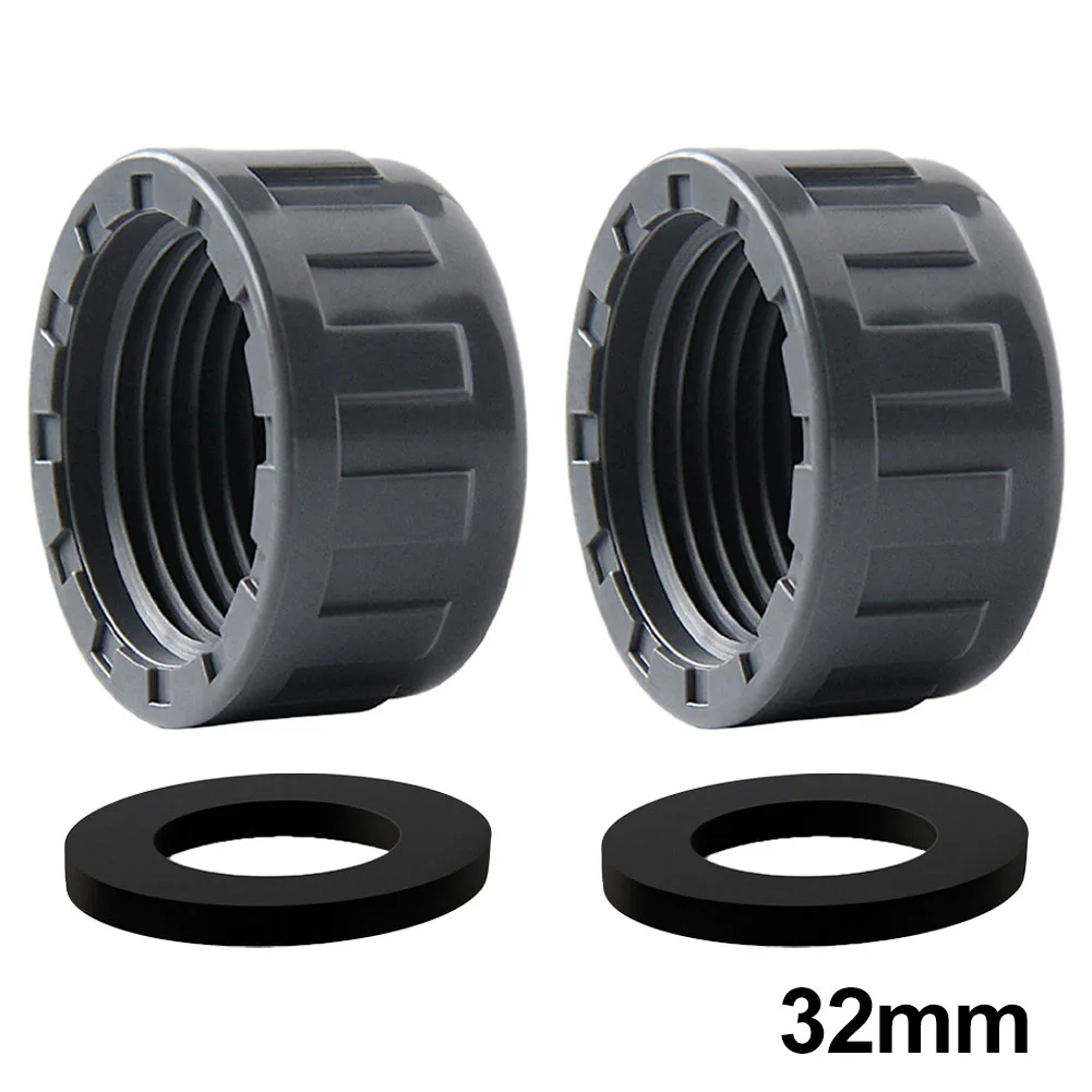 2pcs Pipe PVC Threaded Cap Round Female Thread Hose Connector With Rubber Seals Home Improvement Plumbing Fixtures