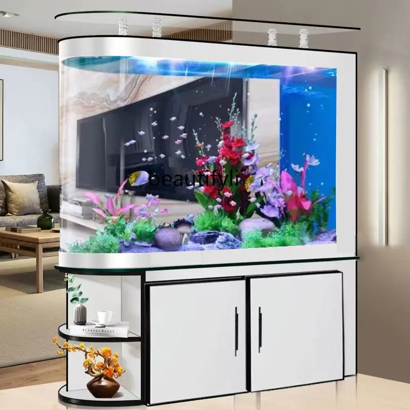 

New Home Change Water Ecological Intelligent Temperature Control Bottom Filter Floor Hot Bending Cylinder Aquarium