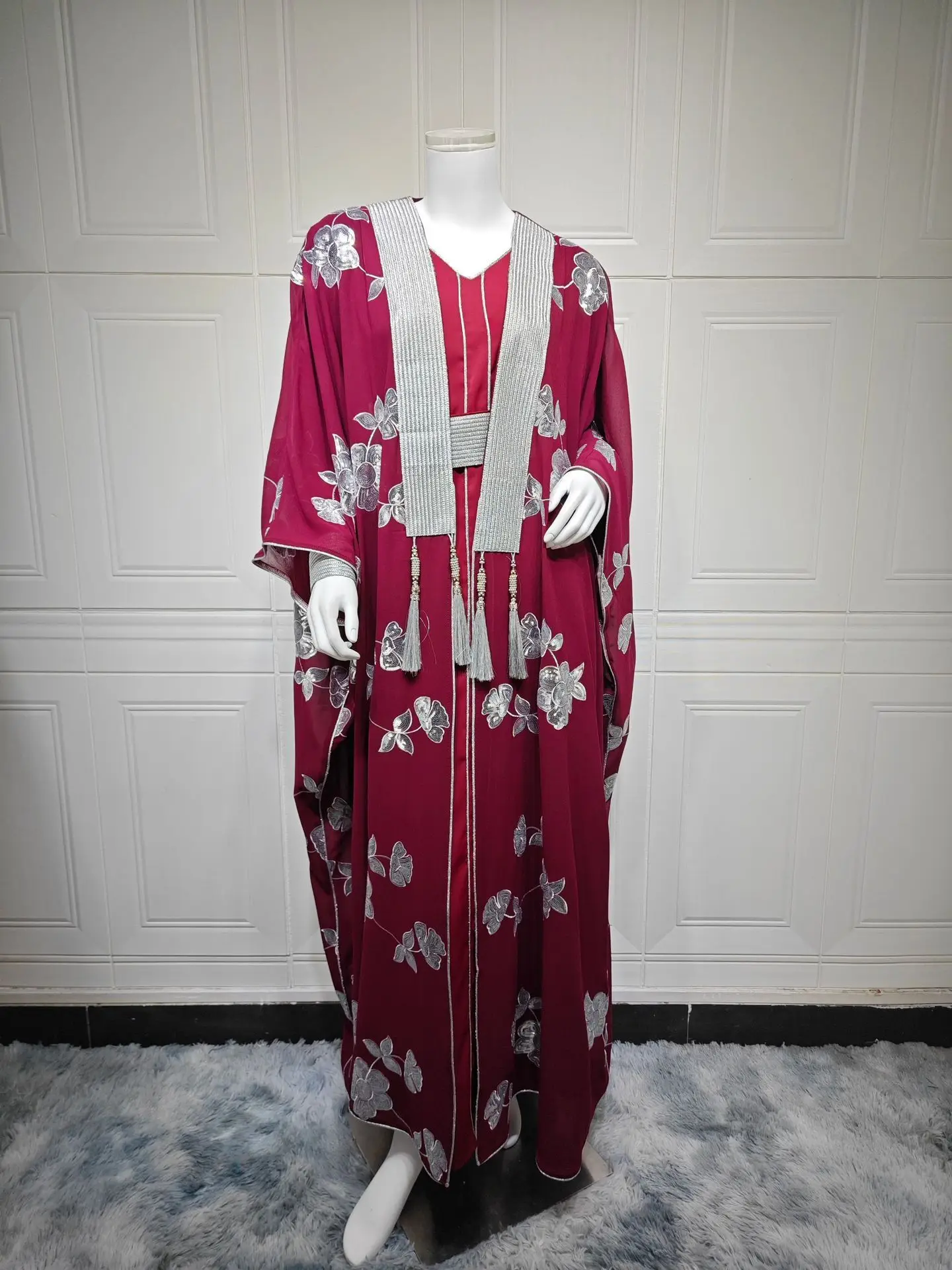 Ab 462 Geborduurde Grote Gewaad Jurk Jalabiya Set 2025 Moslim Lange Jurk Gewaad Abaya Ramadan Dubai Luxe Islam Elegant