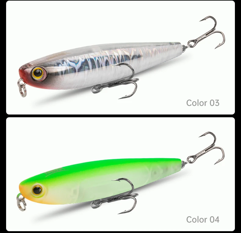 Kingdom Topwater Bleistift-Angelköder, 60 mm, 5,6 g, 90 mm, 11 g, Walking Dog Swimbaits, schwimmende künstliche Hartköder für Barsch, Hecht – Detail 16