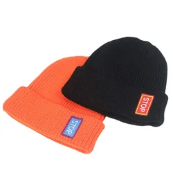 Men's Plain Beanies Warm Winter Knitted Hat Short Skull Cap Women Ladies Toque Orange Black Blue Lavender