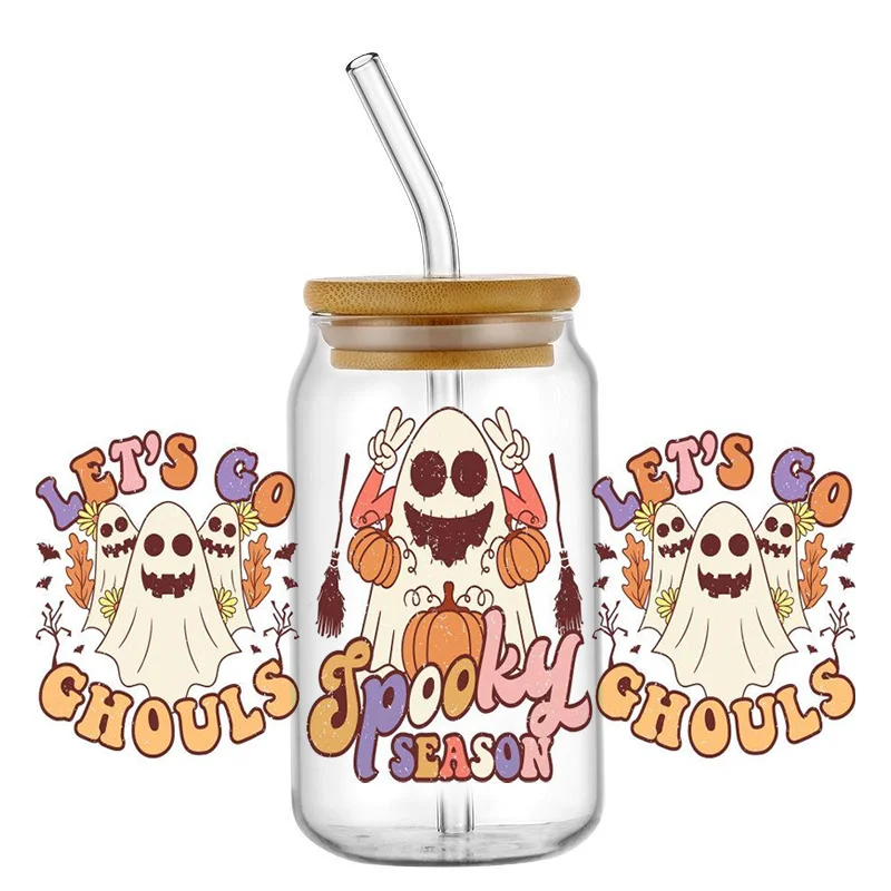 

Miniso Halloween Spooky Popular UV DTF Transfers Stickers Decals For Libbey Cold Cups Mugs Tumbler Waterproof DIY 3D Craft