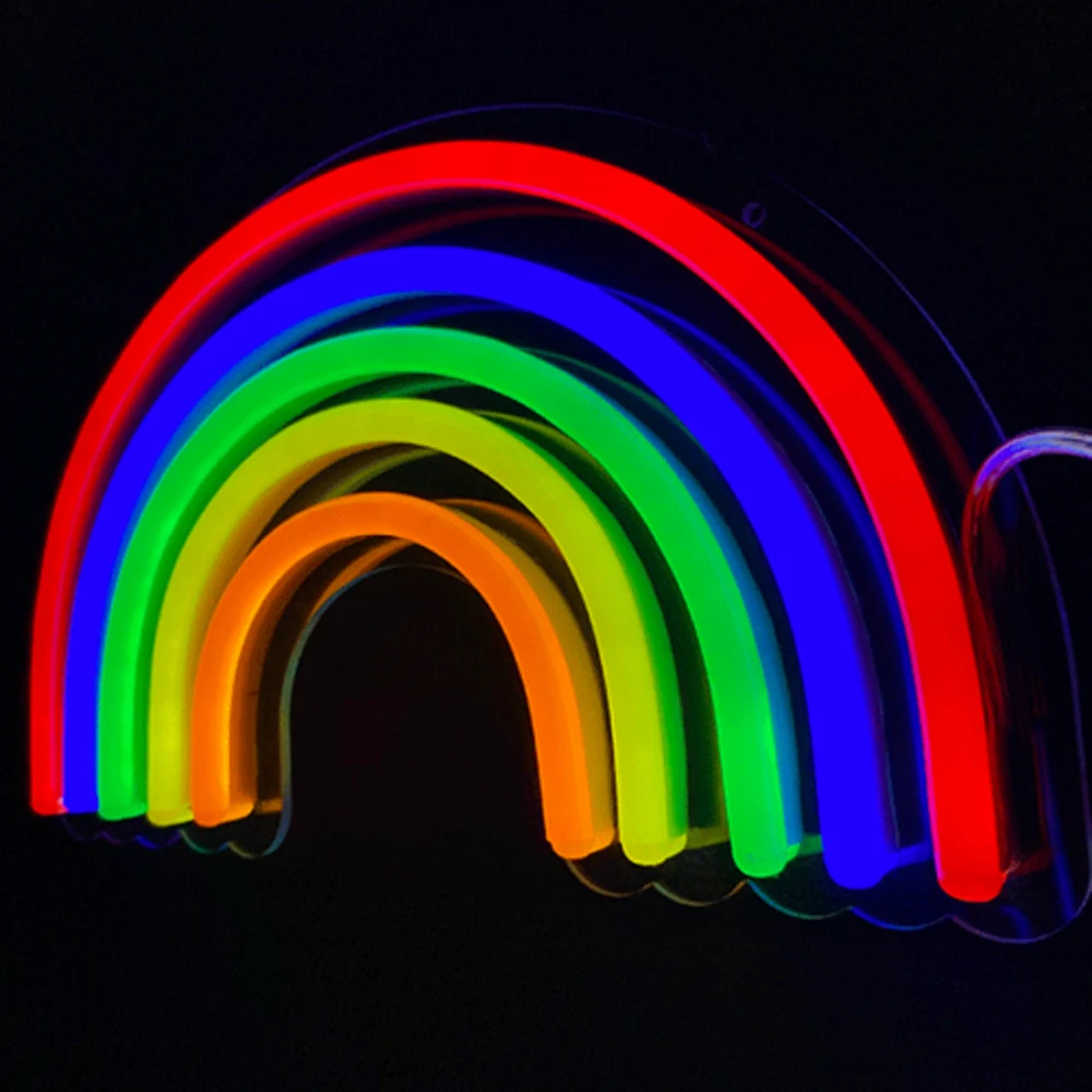 Led Rainbow Neon Sign for Bedroom DC5V Powered Neon Rainbow Light for Wall Decor Cute Colorful Rainbow Light Up Sign for Kids