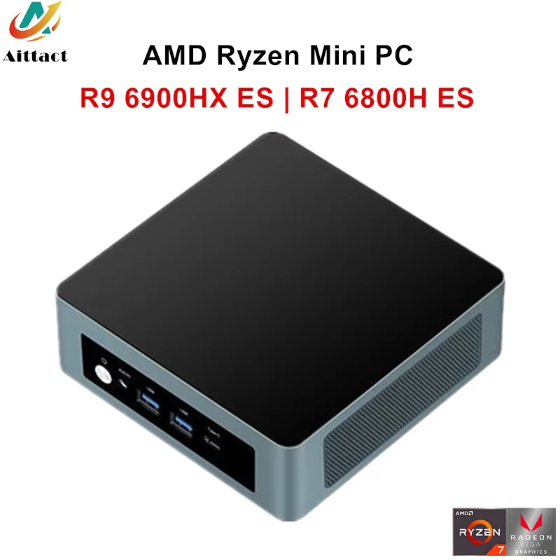 Aittact AMD Mini PC Gamer Ryzen 9 6900HX ES 8 Core 2xDDR5 2xLAN 2.5G NVMe USB4 Windows 11 Pro كمبيوتر ألعاب صغير لسطح المكتب #1