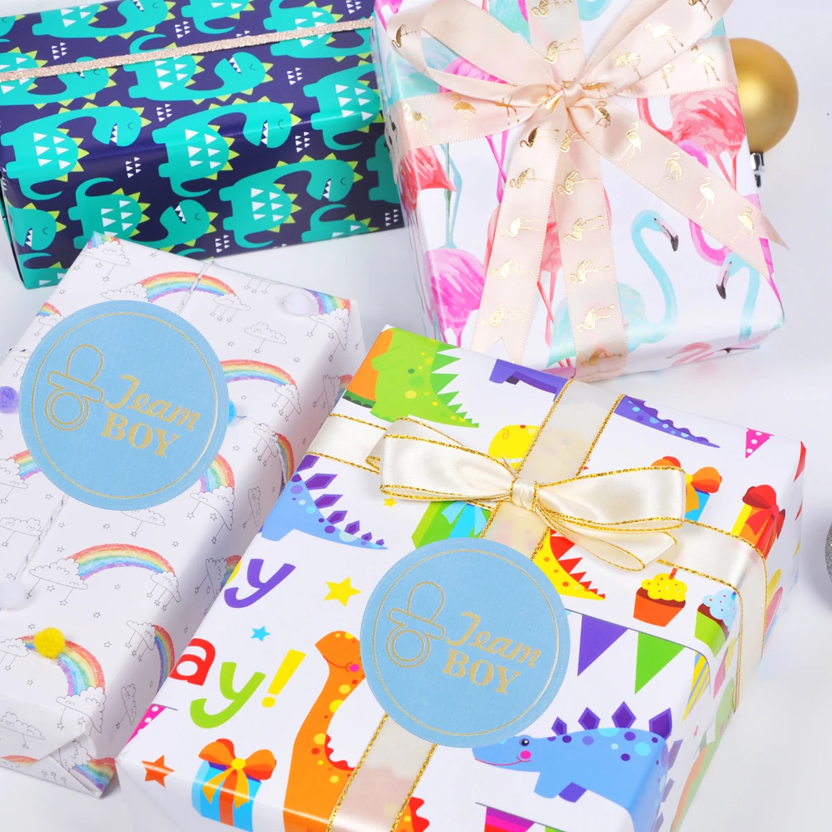 

120 Pcs Gift Tag Stickers Sealing Labels Self Adhesive Boys Girls Round Baby Shower Party Favors Waterproof Premium Material