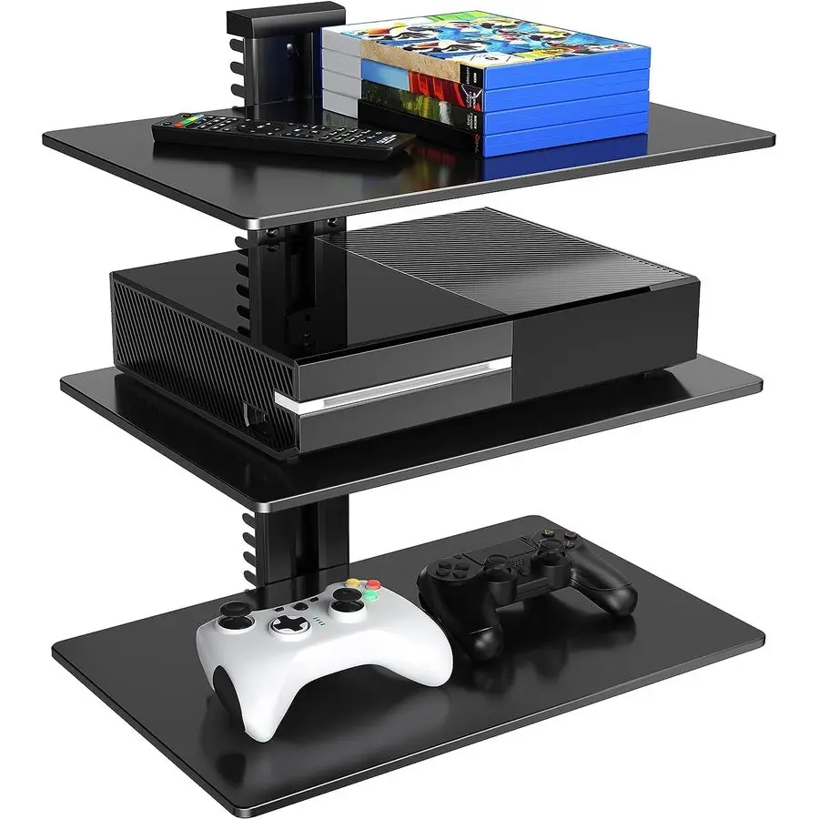 

Навесная настенная полка для AV-устройств, выдерживающая до 7,5 кг, для DVD/DVR-плееров, с усиленным закаленным стеклом, идеальная