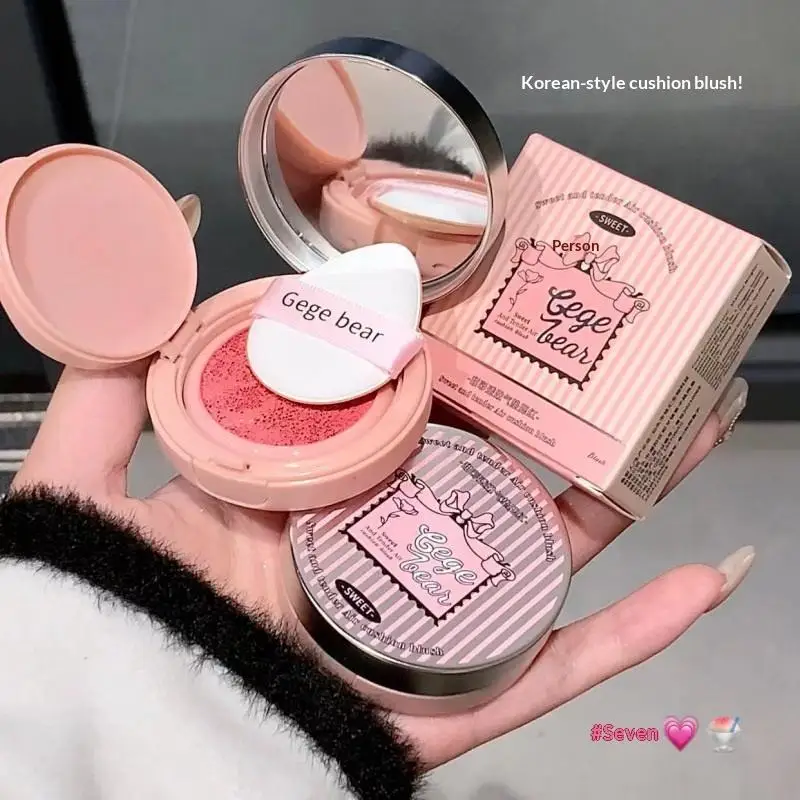 Gege bear 3.5g Matte Cream-Textured Cushion Blush With Puff, Powder-free, Smooth Application, Create Flawless Daily Makeup