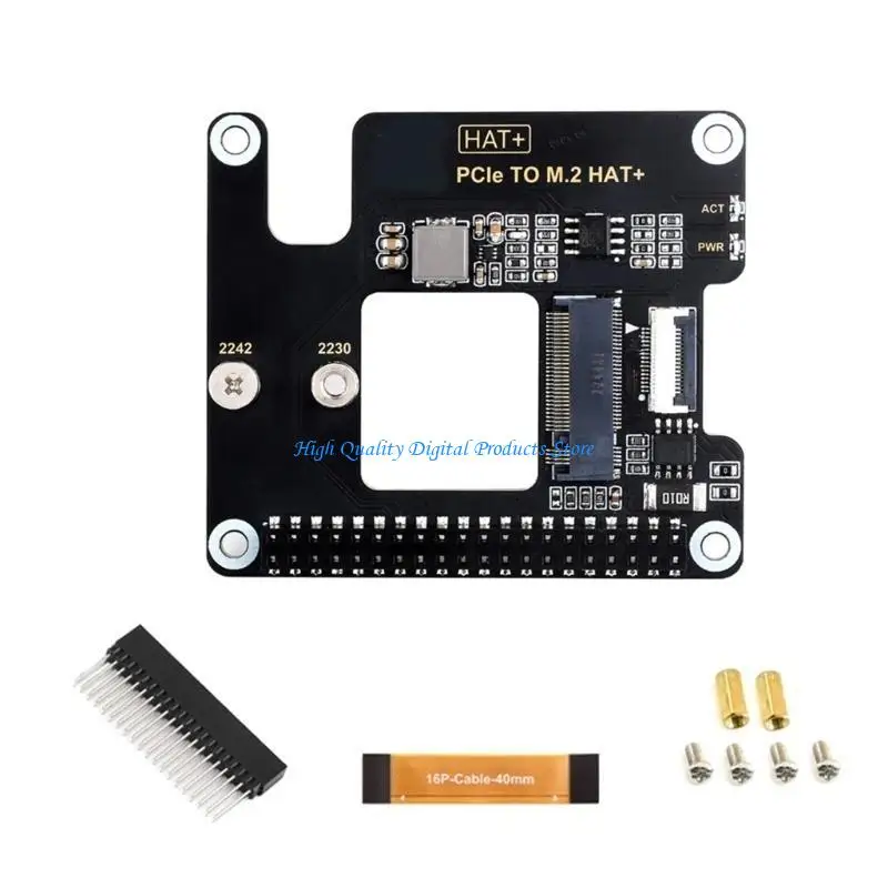 

U2JE For Pi 5 PCIe to M.2 HAT NVME High Speed Expansion Board with 16Pin Cable GPIO Header Support Active Cooling for RPI 5