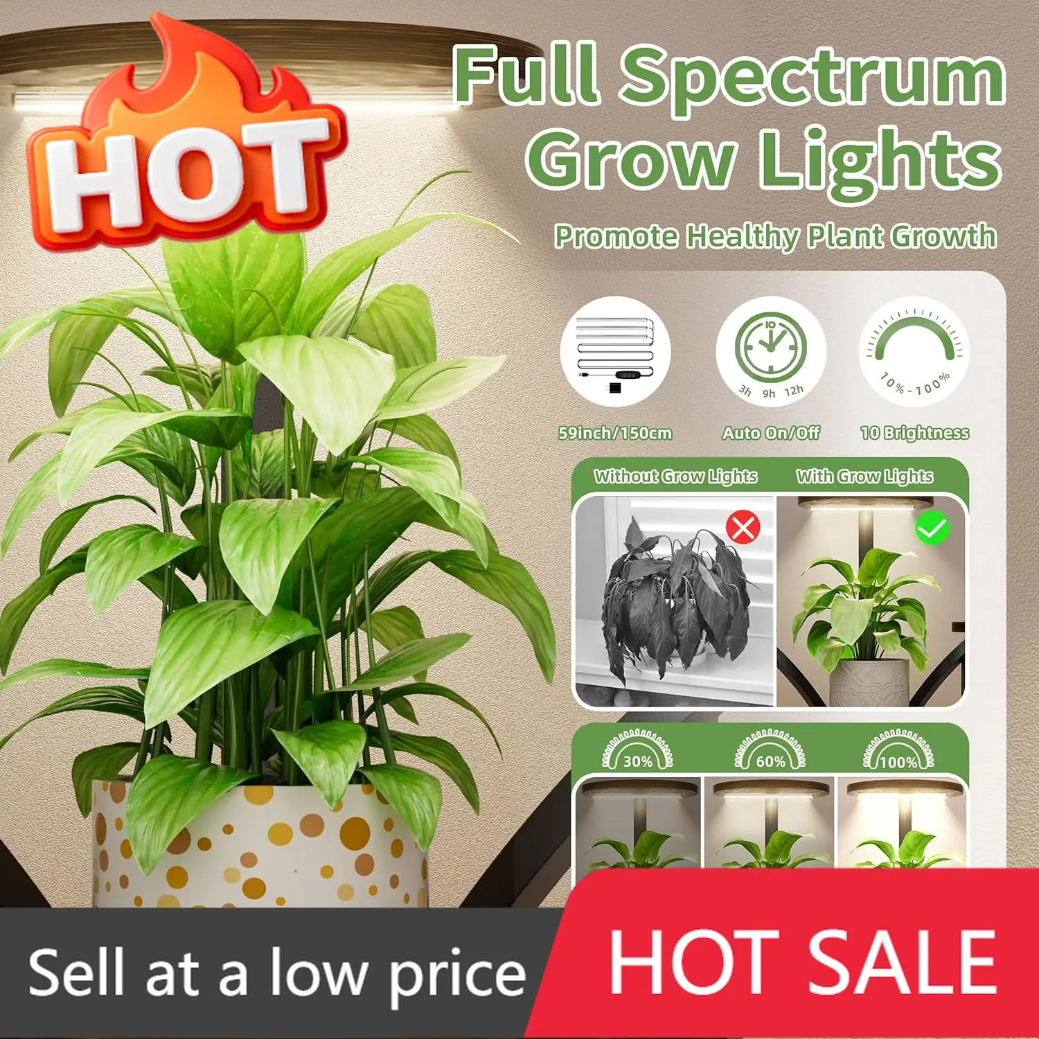 Black 63 Inch Indoor Tiered Corner Plant Shelf Stand Grow Light V Shaped Flower Holder Rack