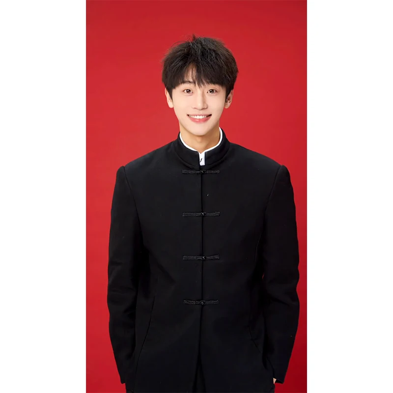 

New Chinese Sle Men's irt Wedding Ceremony Formal Portrait Stand Collar Traditional Tang Costume Zhongan Suit Polyester...