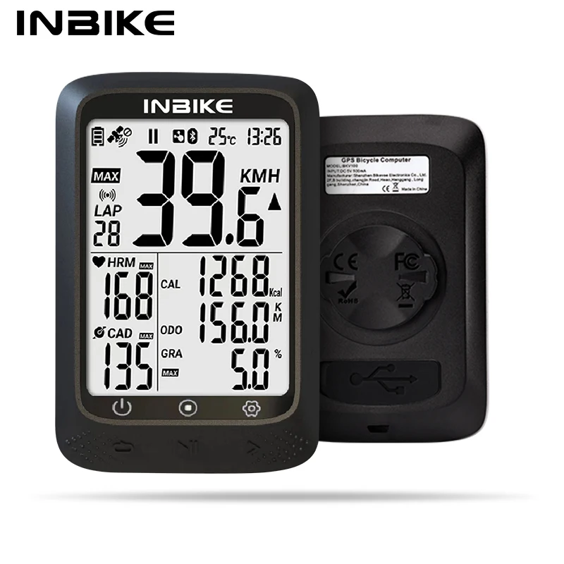 

INBIKE велосипедный компьютер GPS беспроводной MTB велосипедный одометр спидометр с Bluetooth водонепроницаемый GPS аксессуары для велосипедного компьютера