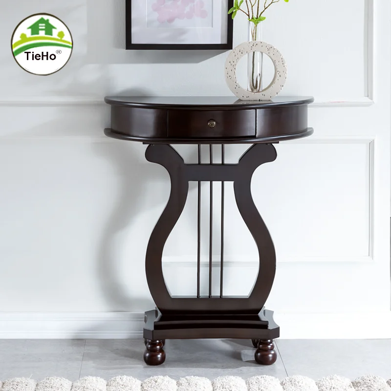 TieHo Solid Wood Semicircle Console Table, Nordic Entrance Drawer Table, Living Room Coffee Table, Side Table, Home Furniture