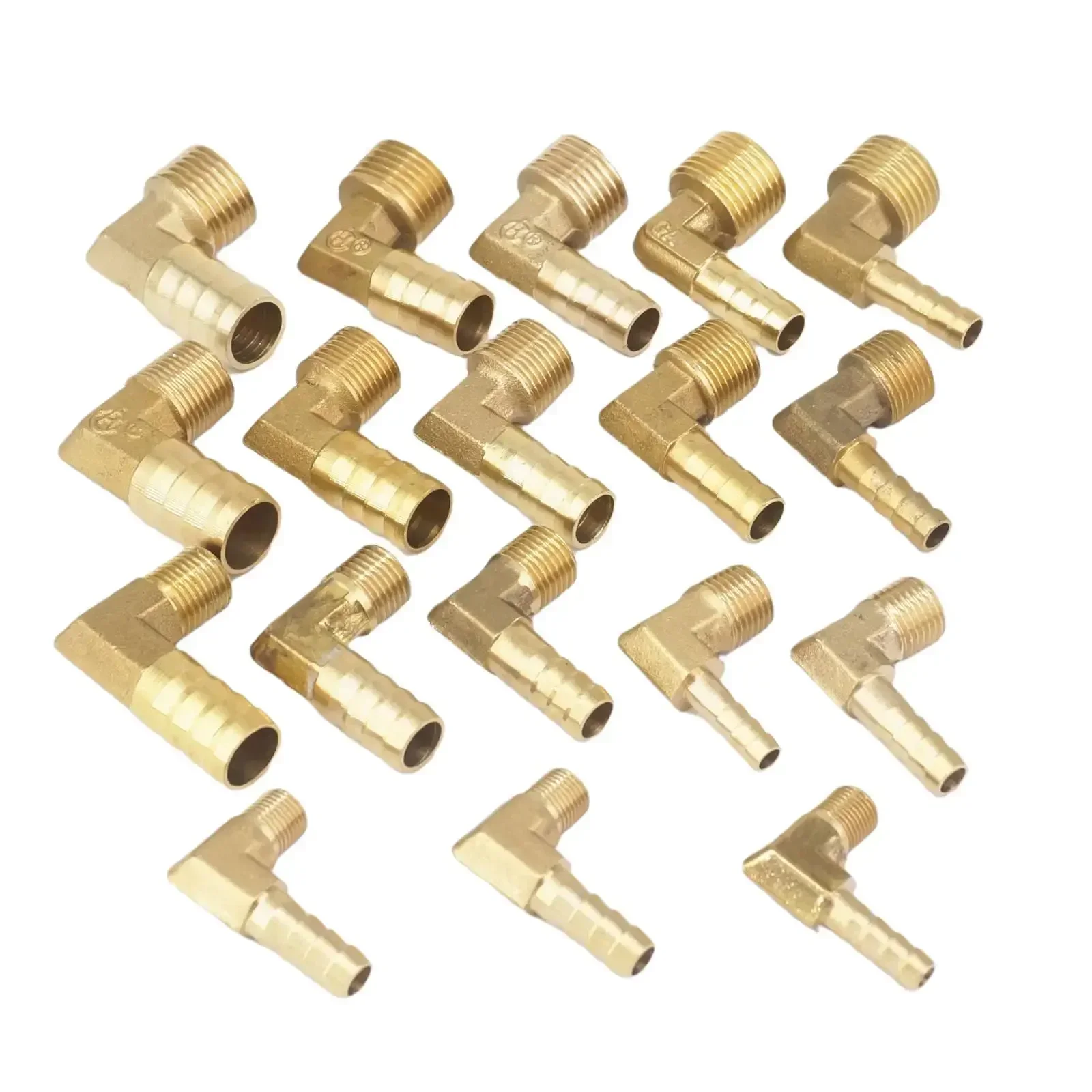 2pcs Fit Hose I.D 8mm/10mm Barbed x M8x1.28 M10x1 M10x1.5 M12x1.75 M14x1.5 M14x2 M16x2 Metric Male Elbow Brass Coupler Fitting