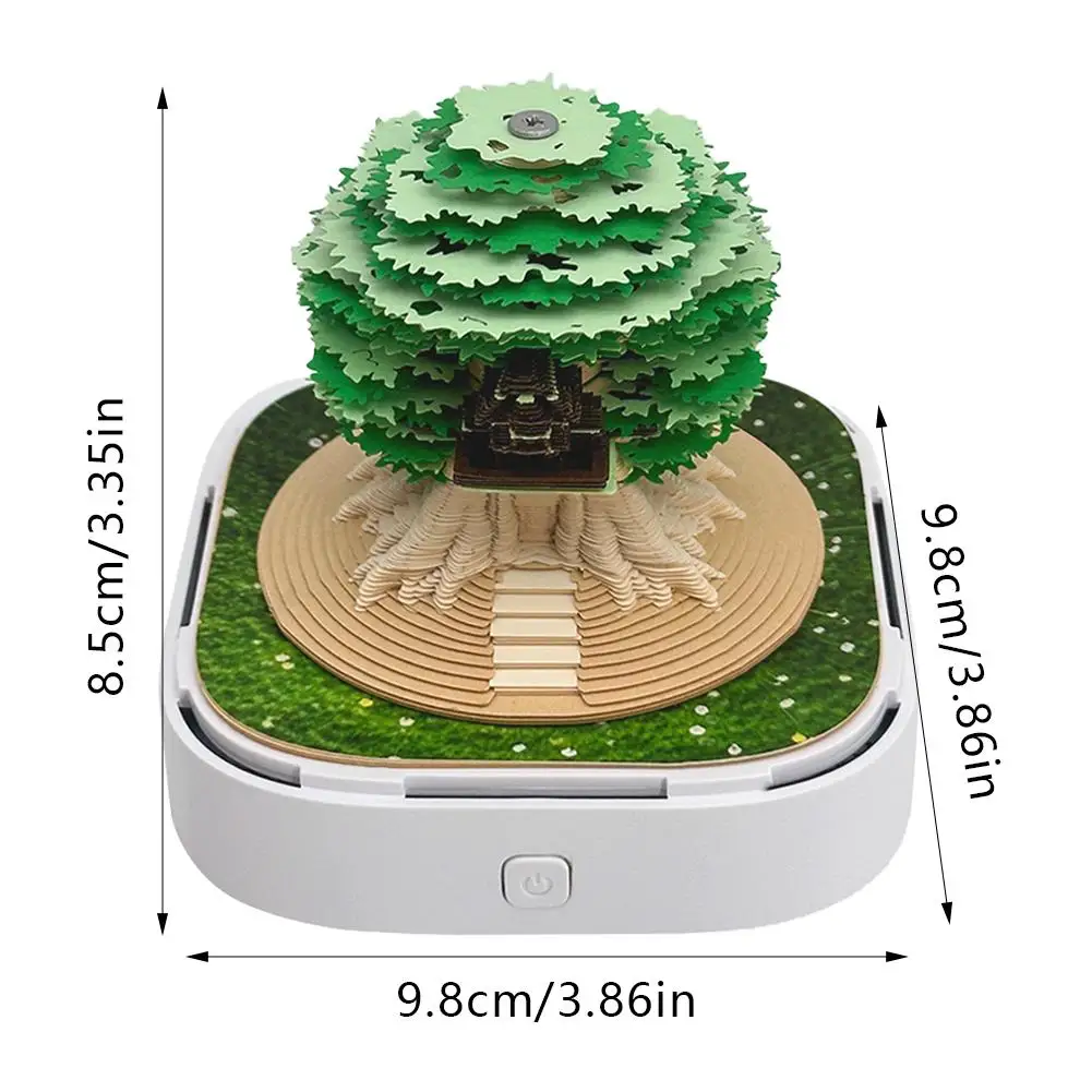 Creative 3D Tree House Three-dimensional Paper Sculpture Calendar With LED Light Exquisite Calendar Note Book Birthday Gift