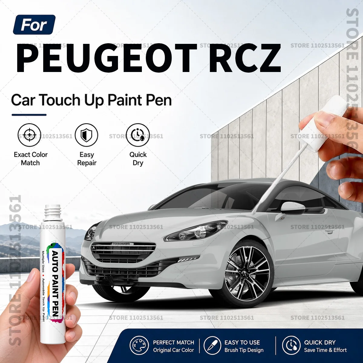 For PEUGEOT RCZ White Car Paint Touch Up Pen Scratch Repair Remover Auto Body Repair Marker Waterproof Car Paint Repair Tool