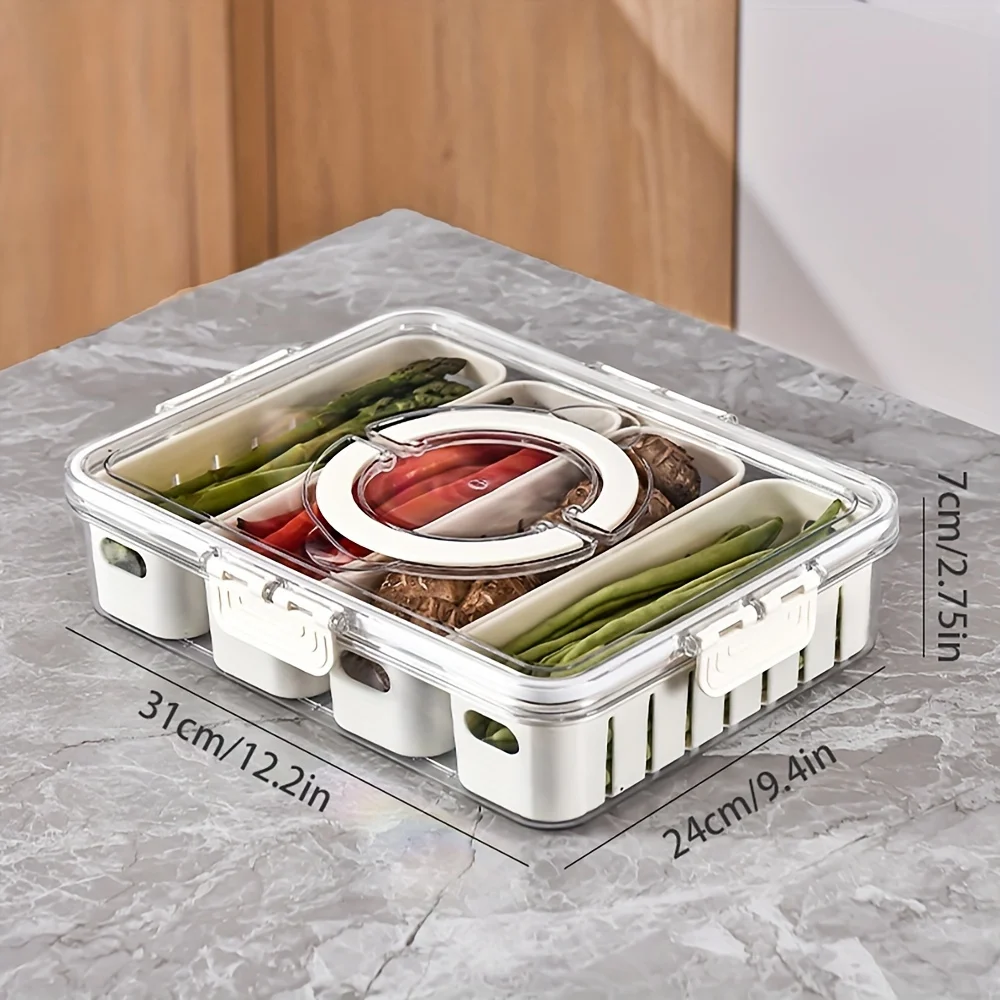 4Grid/8 Grid Snack Box Container, Draagbare Reizen Charcuterie Board met Deksel, Koelkast Voedsel Opbergdoos, Snack Organizer