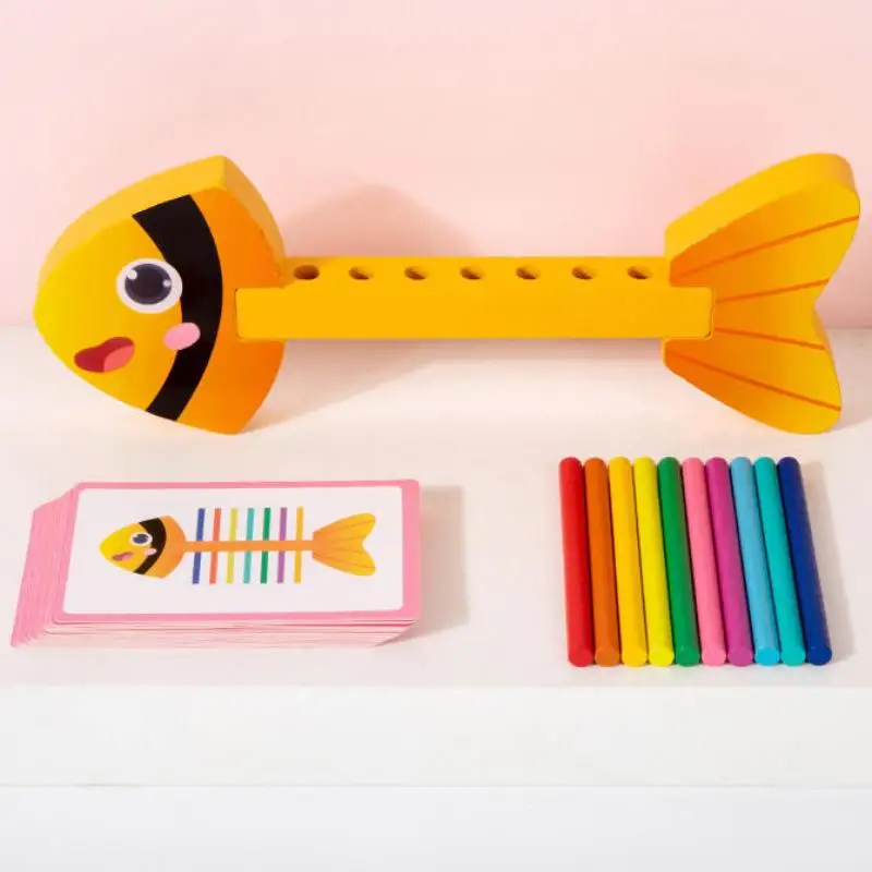 Jouer et apprendre le jeu de bâton d'équilibre en bois ; Jouet assorti de couleurs inspiré Montessori pour les enfants