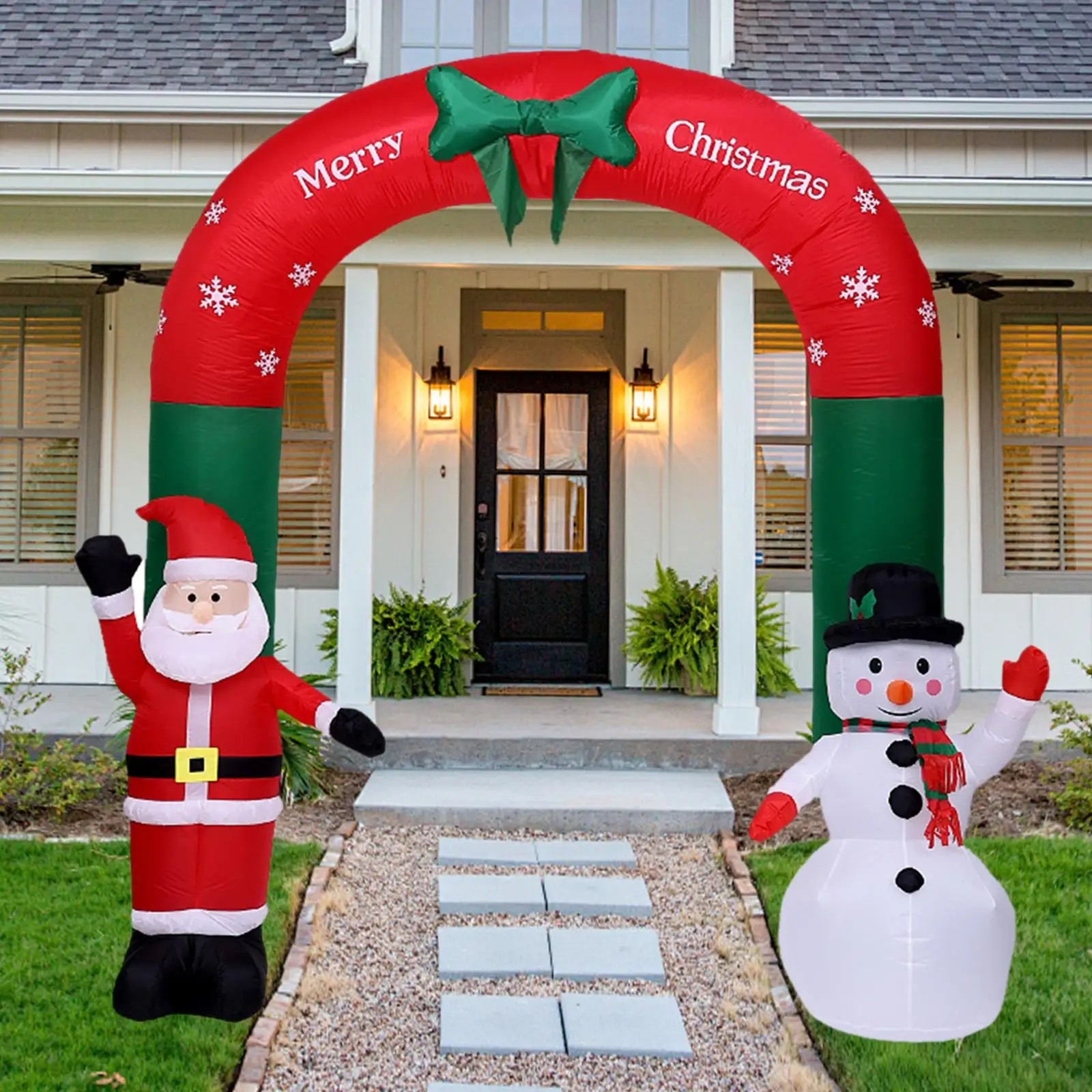 10.1ft Christmas Inflatable Arch with Lights US 110V Santa Claus and Snowman Decor for Indoor Outdoor Lightweight Adorable