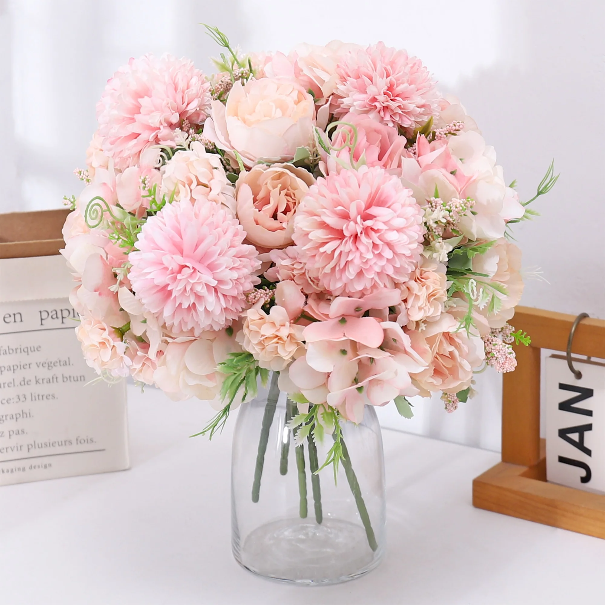 Seide Pfingstrose Künstliche Blumen Hochwertige Hochzeit Zuhause Weihnachtskranz Brautstrauß Tischvase Foto Requisiten DIY Dekoration – Detail 4