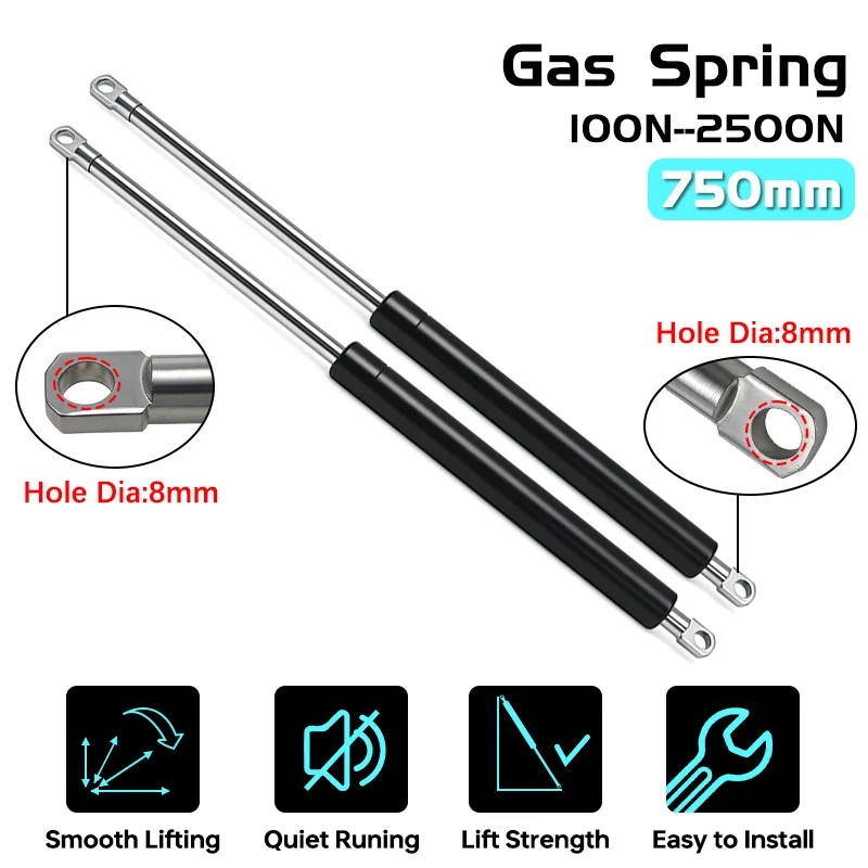 2pcs 750mm Car Gas Strut Bars Spring Hood Support Rod Shock Lift for RV Bed Window Bus Caravans 700N 800N 900N 1000N 1200N-2500N