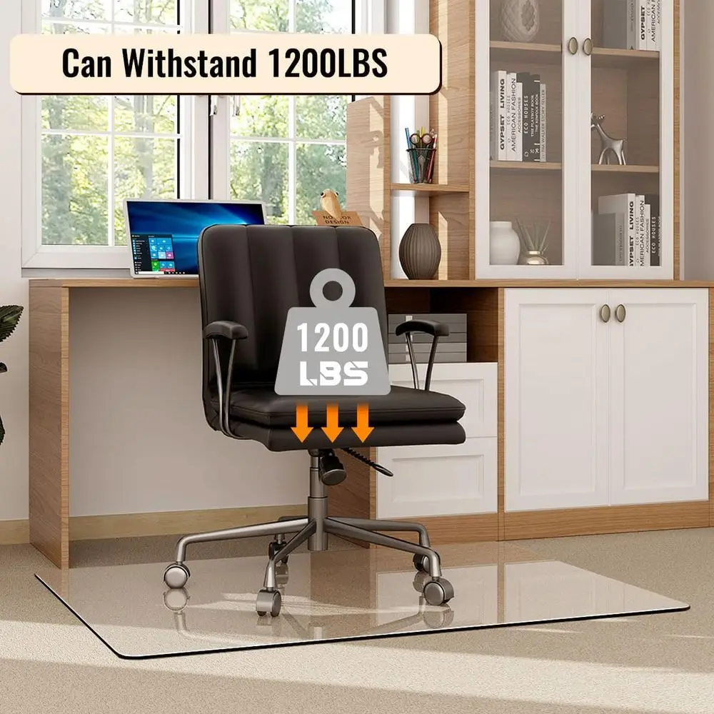 36" x 46" Chair Mat for Carpet - Office Chair Mat - Tempered Glass Floor Mat for Home/Office/Carpet Clear Computer Floor Mat - w