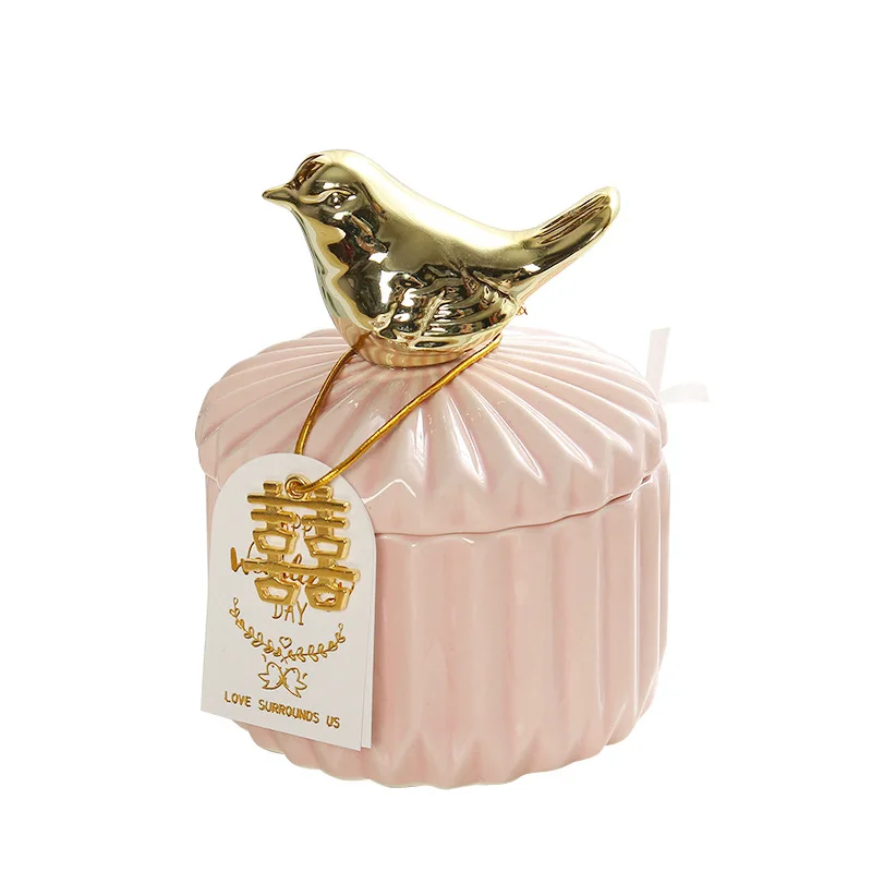 Wedding Ceramic Candy Jar Storage Container Gold Plated Animal Sundries Jewelry Jar Exquisite Porcelain Gift Tank Home Decor New