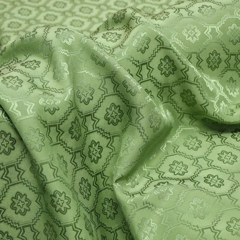 

Spring and su mommeer silk satin jacquard fabric with small tassel leaf flower 6A grade cheongsam fashion dress