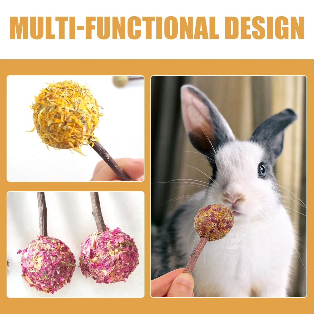 

12Pcs Pet Chewing Lollipop Toys Molar Ball Sticks For Rabbits Hamsters Guinea Pig Enrichment