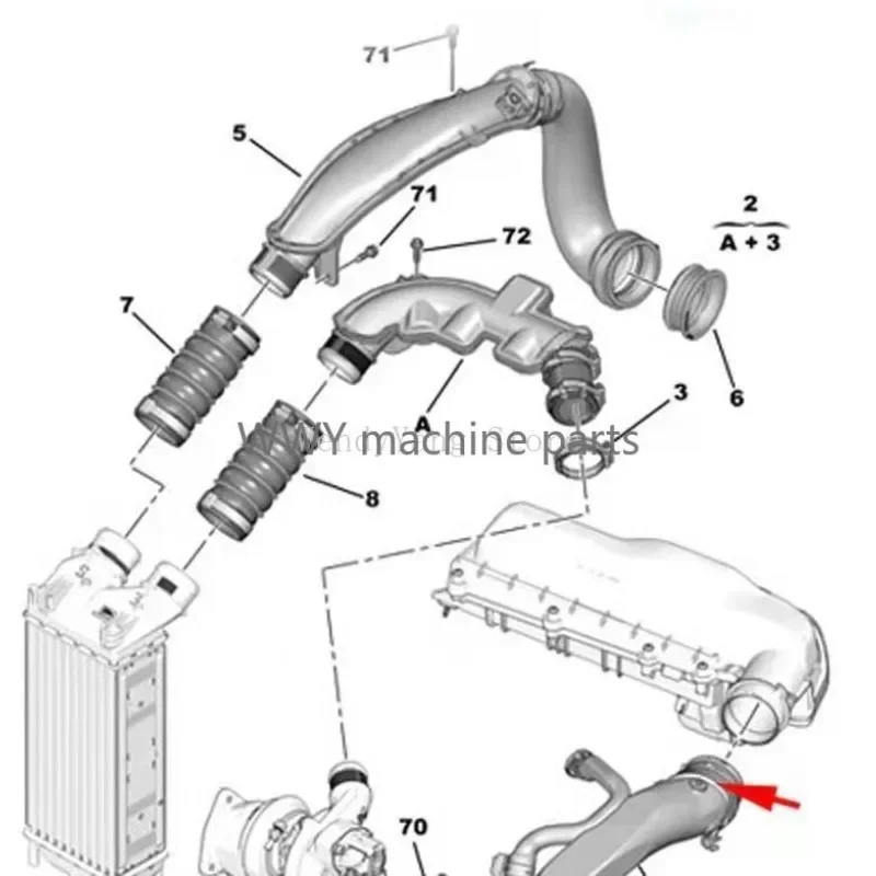 Wąż dolotowy powietrza Turbo 1440Q6 do Peugeot 308 408 3008 5008 207 508 RCZ 1.6 16V Citroen C4 C4L C5 III DS5 Picasso