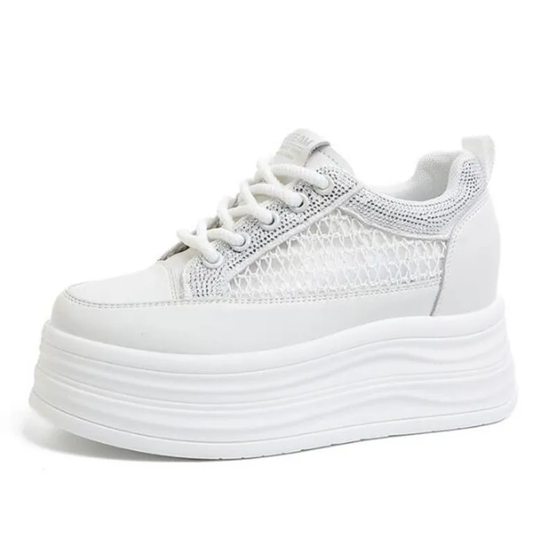New 2026 Women Breathable Thick Bottom High Top Sneakers Comfortable Soft Sole Casual Net Surface Style Versatile Slimming Shoes