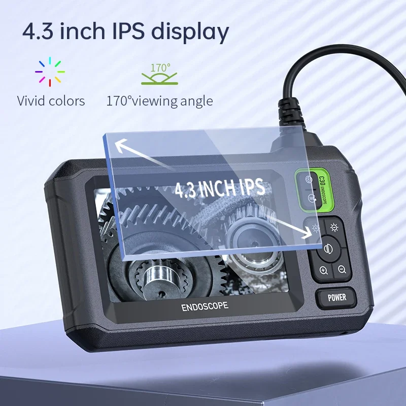 8mm endoscope camera equipment with 4.3-inch LCD display, 1m/5m/10m endoscope, suitable for inspection of automotive pipelines