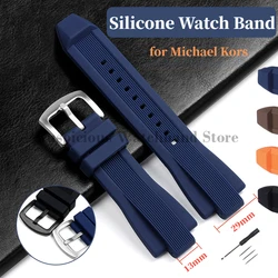 13X29mm Soft Silicone Watchband for Michaol Kors MK8184 MK8729 MK9020 MK8152 MK9020 Watch Accessories Men's Watch Strap