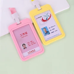 Rigid Two-Sided Credit Card Size Hard Plastic Badge Holders Slot Lanyard for Presentation Staff Tag ID Card Holder Credentials