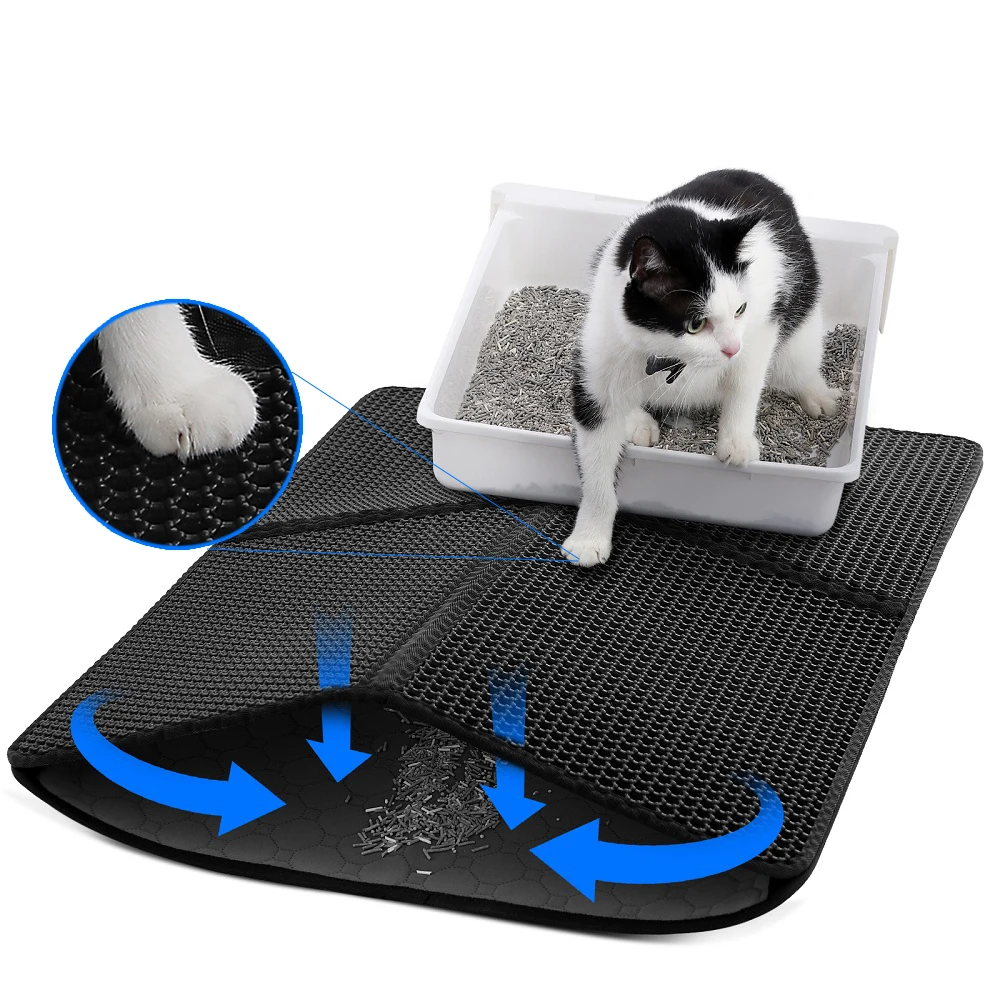 Cat Litter Mat Double Layer Waterproof Pet Litter Box Mat Non-slip Sand Cat Pad Washable Bed Mat Clean Pad Absorbent Urine Pad