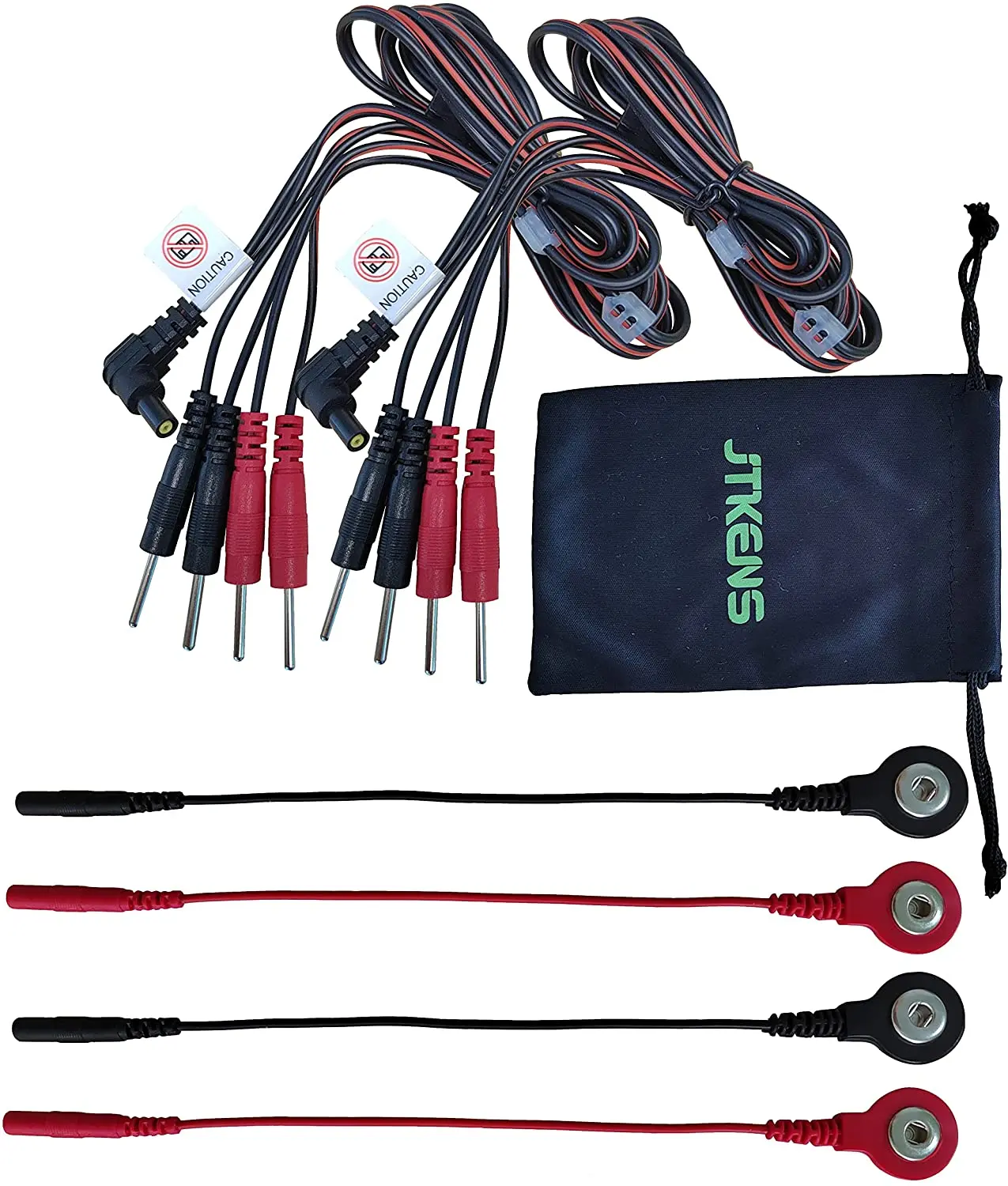 2pcs 4 in 1 Pin Type Electrode Lead Wires Cable for TENS/EMS/IF 2mm pin Cable connectors & 4pcs Tens Lead Wire Adapters