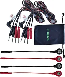 2pcs 4 in 1 Pin Type Electrode Lead Wires Cable for TENS/EMS/IF 2mm pin Cable connectors & 4pcs Tens Lead Wire Adapters