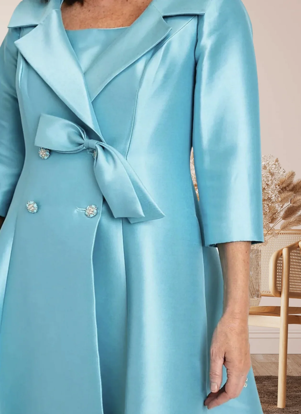 A-Line Mother of the Bride Dresses Elegant Dress Formal Wedding Ankle Length 3/4 Length Sleeve Shirt Collar with Button 2025