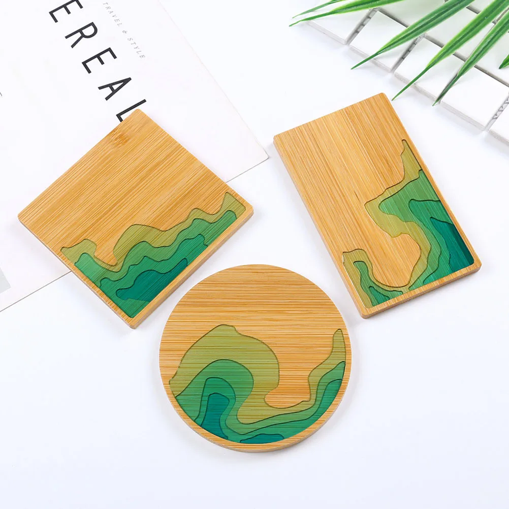 

Handmade Bamboo Coaster Heat Insulated Placemat Gradient Style Table Protection for Cups Cutlery Decorative Table Mat