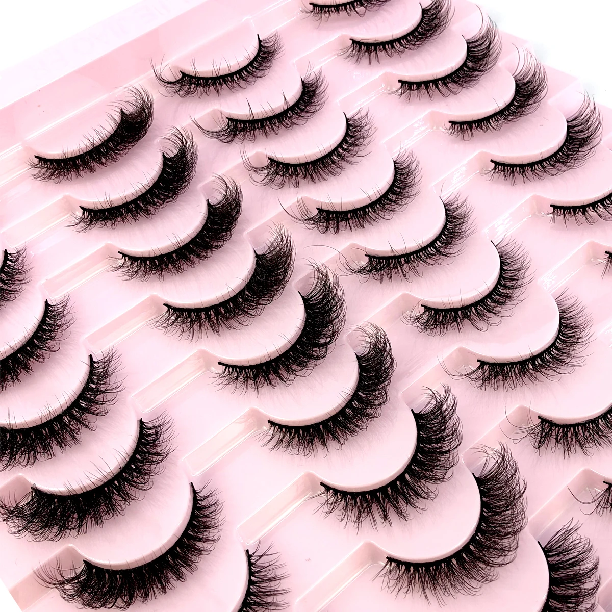 20 pairs of natural long 3D artificial mink false eyelashes fluffy and curled mink eyelashes extended eyelashes