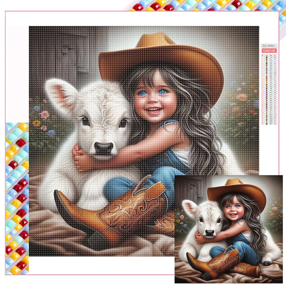 Girl And Cow 5D DIY Diamond Painting Cross Stitch New 2024 cowgirl Cross Stitch Full Drill Mosaic Embroidery Sale Home Decor