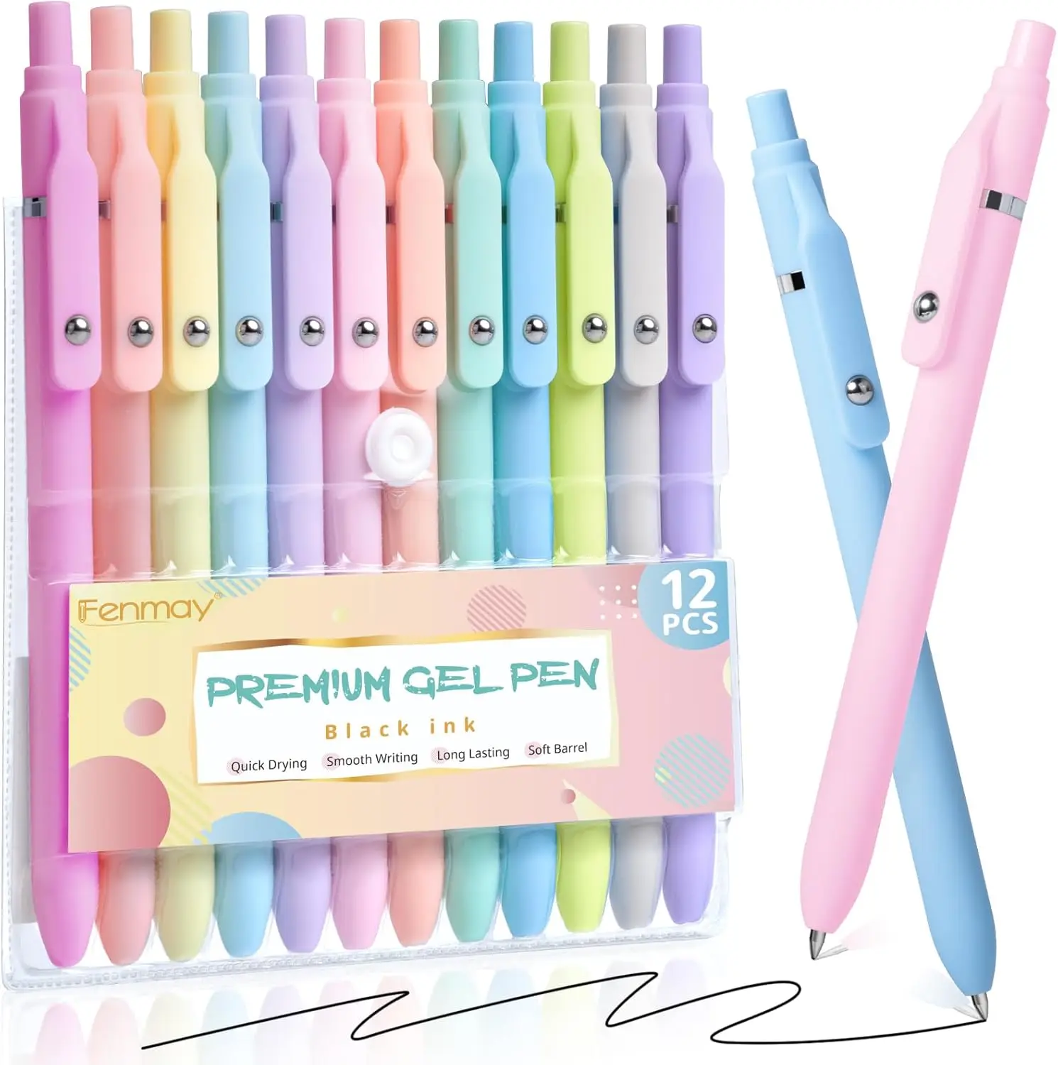 

12-Pack 0.5mm Fine Point Gel Pens, Quick-Dry No Smudge, Smooth Writing with Comfort Grip for School Office Journaling