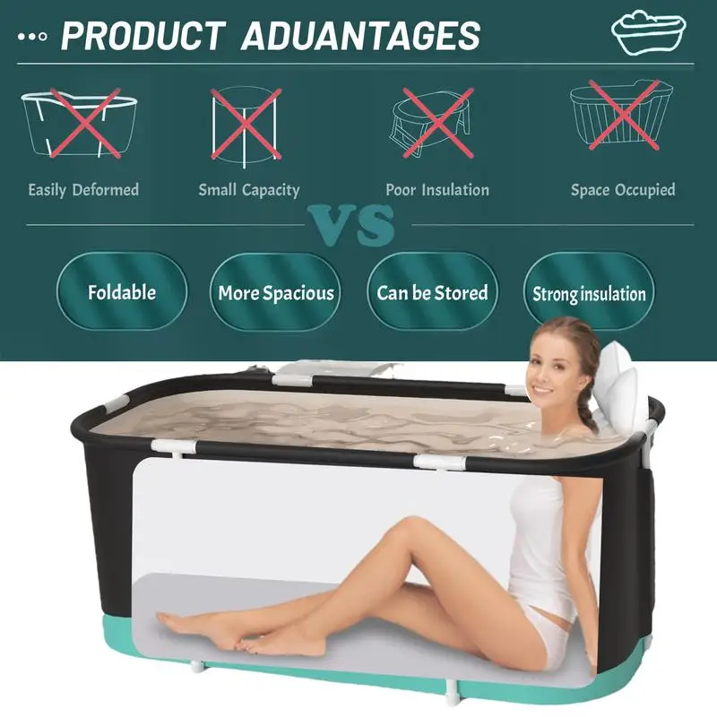 Portable Folding Bathing Bucket for Adults Full Body Household Thicken PVC Multiple Layer Bathtub Family SPA Soaking Tub