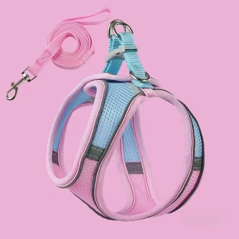 Cute Vest Cat Harness Leash Set Escape Proof Adjustable Reflective Buckle For Kitten_voghion.com