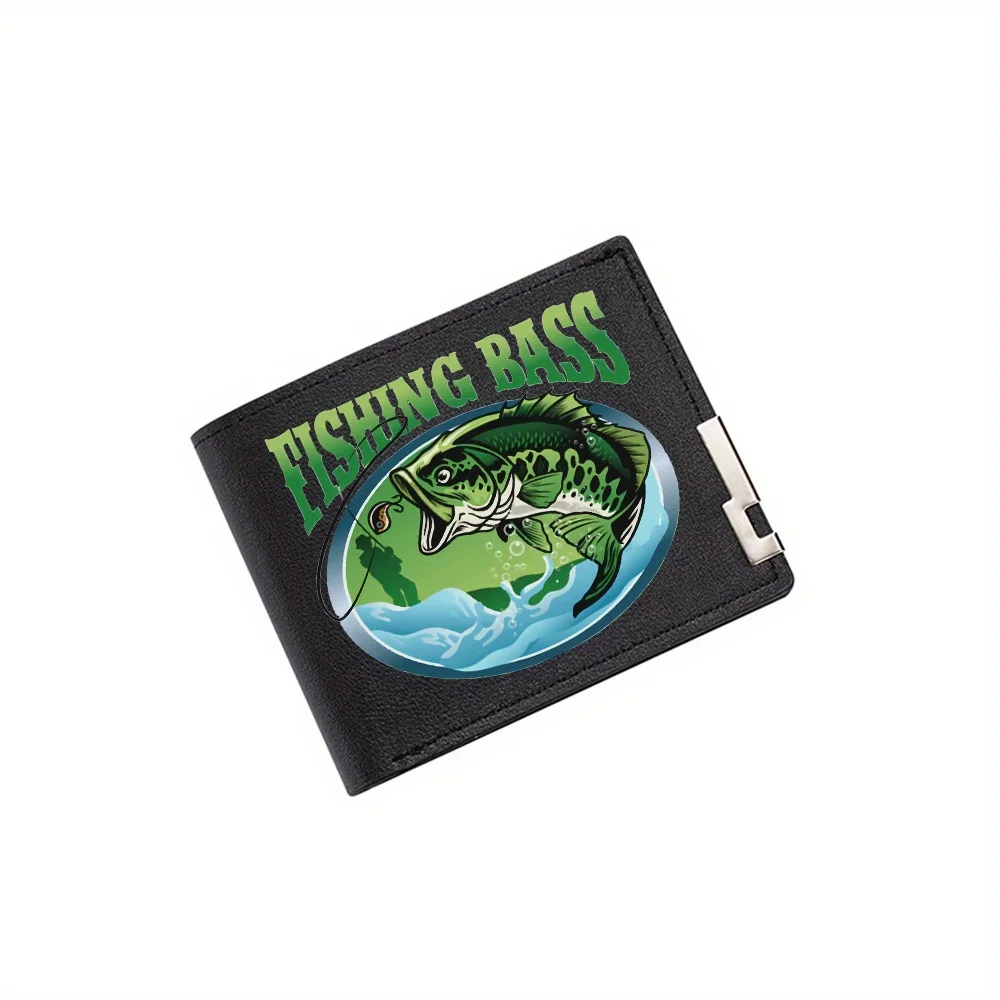 Anzuelo de pesca de lubina verde, salpicaduras de agua, cartera para hombre, diseño de impresión, Simple, moderno, elegante, de negocios, padre, novio, Navidad