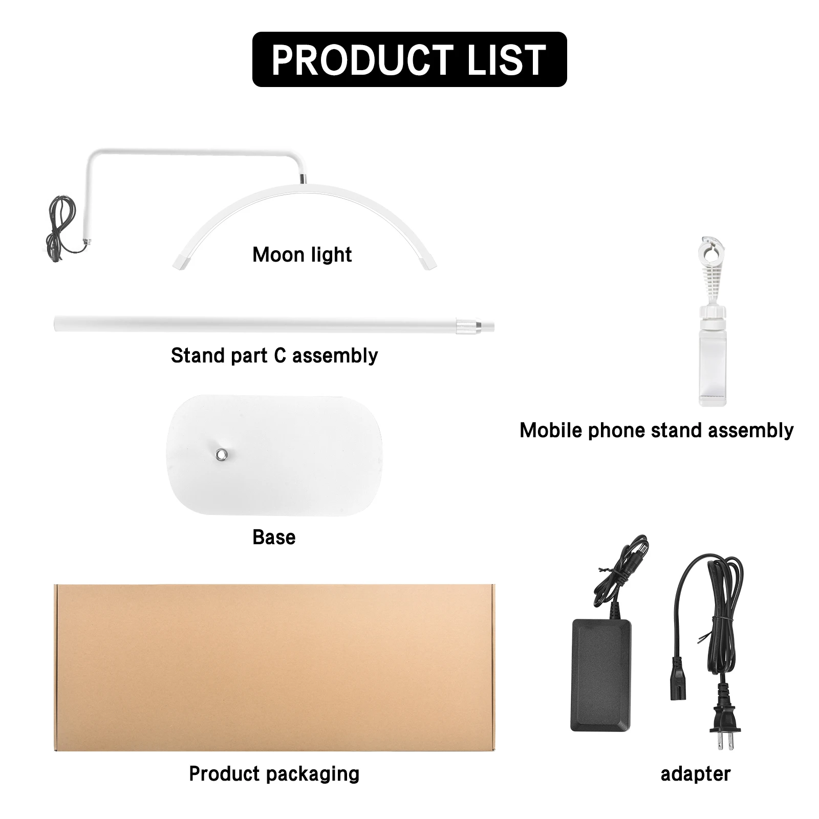 Fusitu FT-Y9 28 pulgadas 45W luz de relleno en forma de media luna luz de vídeo LED de suelo con soporte para salones de belleza maquillaje de pestañas