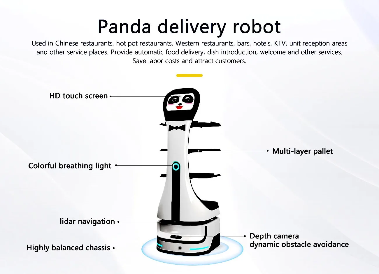 Intelligent Service Robot with  Navigation 30KG Payload for Restaurant Catering Logistics