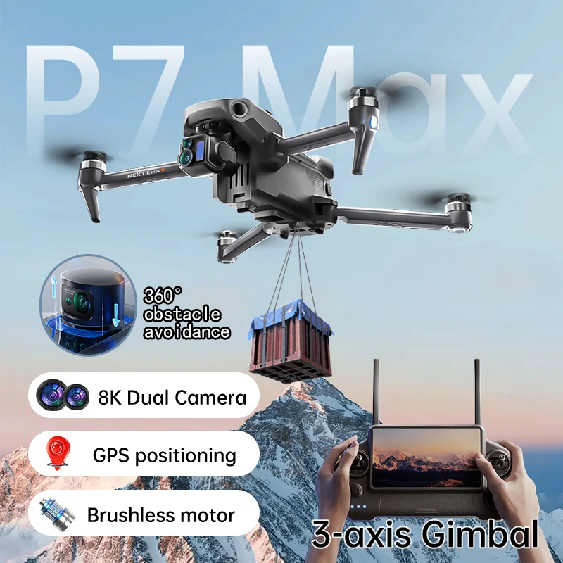 NEW P7 Max Drone 8K Camera GPS HD 5G WiFi FPV 3 Axis Gimbal EIS Professional Screen control Brushless Quadcopter RC Toy Gift