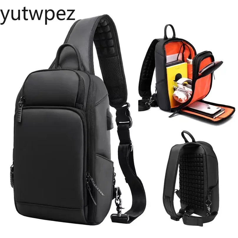 Outdoor Hiking Sport Chest Bag Pack Crossbody USB Charging Running Men Shoulder Sports Messenger Waterproof Short Trip Backpacks